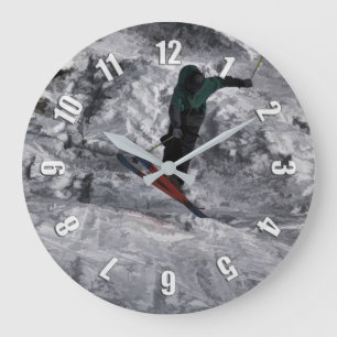 Mountain Air - Downhill Skier Large Clock