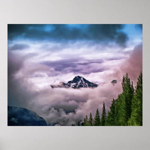 Mountain and clouds Beautiful nature scenery Poster
