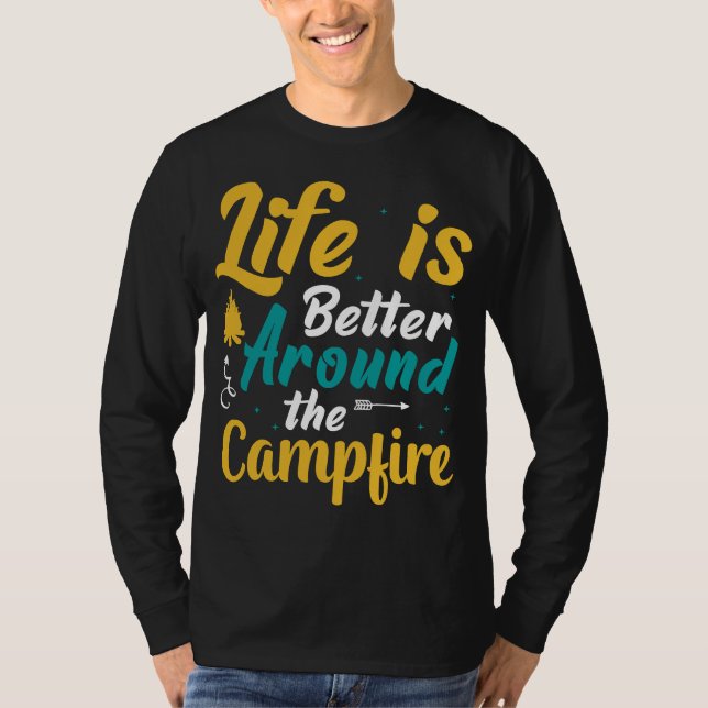 Mountain and Forest Scene Silhouette T-Shirt (Front)
