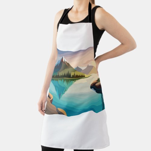 Mountain and Lake Background  Apron