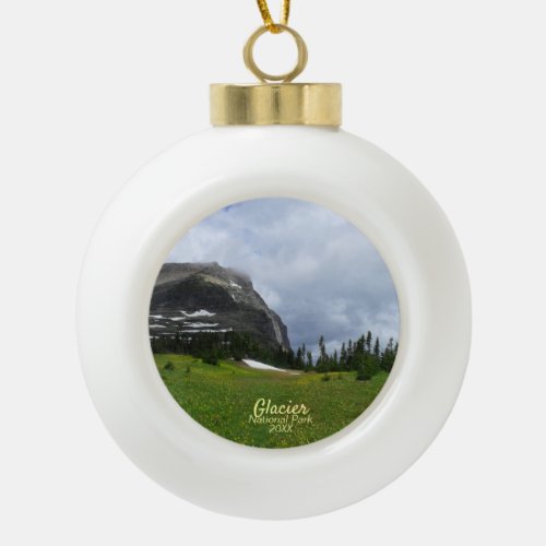 Mountain and Meadow Glacier National Park Photo Ceramic Ball Christmas Ornament