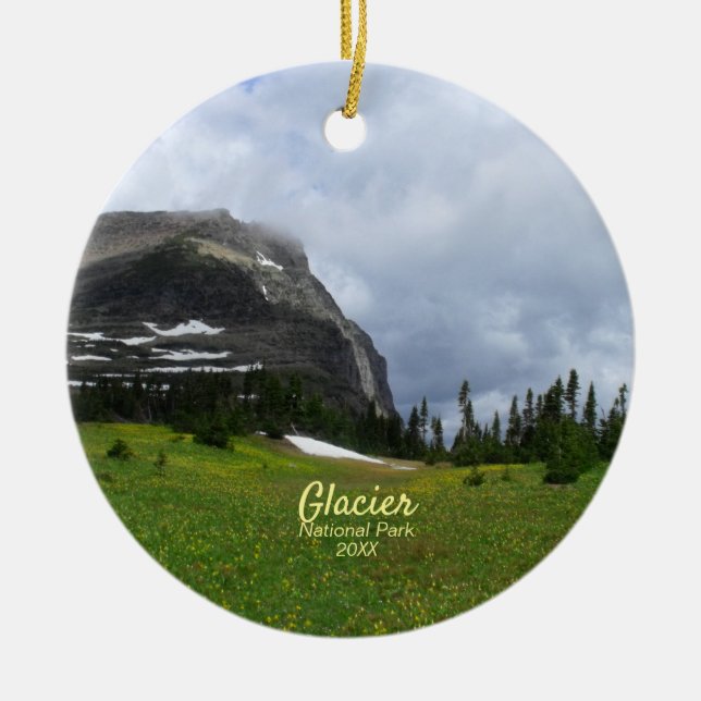 Mountain and Meadow Glacier National Park Photo Ceramic Ornament (Front)