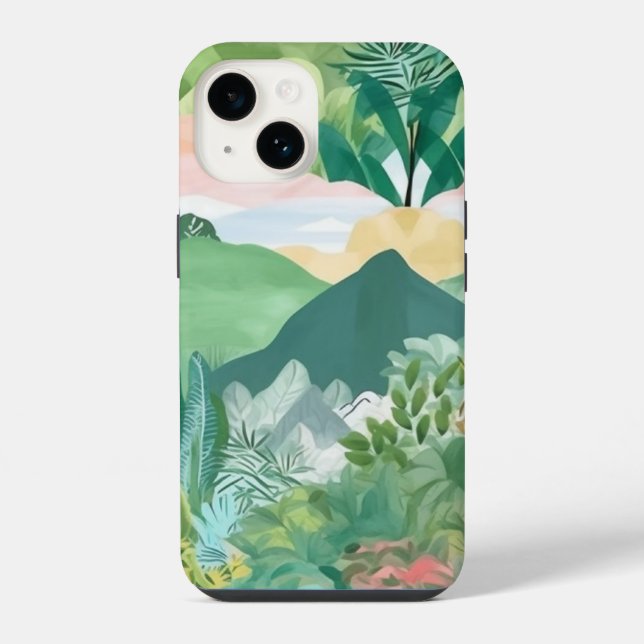 Mountain and Palm Trees Iphone Case (Back)