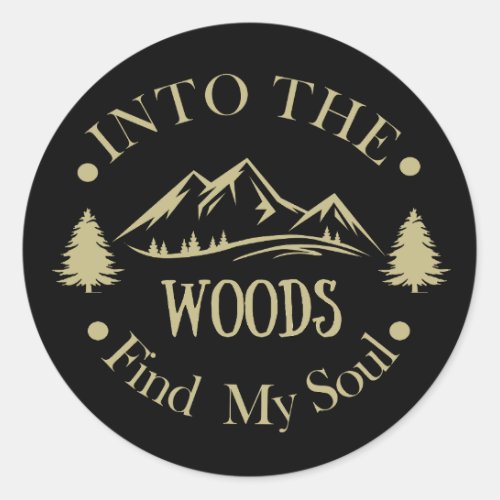 Mountain and pine trees landscape In the woods Classic Round Sticker