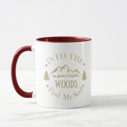 Mountain and pine trees landscape In the woods Mug