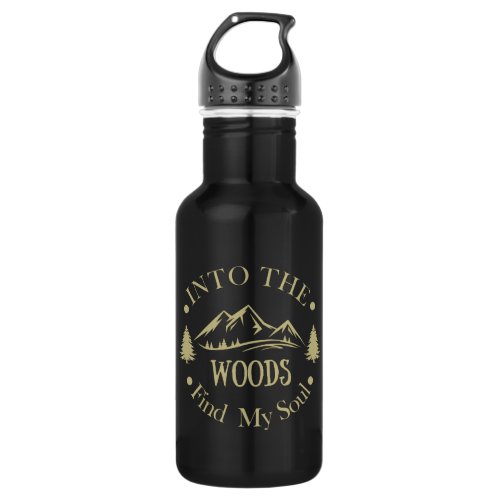 Mountain and pine trees landscape In the woods Stainless Steel Water Bottle
