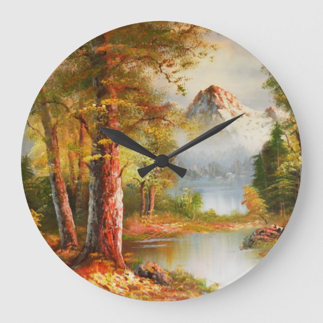 Mountain and river scene large clock (Front)
