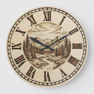  Mountain and River - Wall Clock