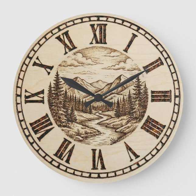  Mountain and River - Wall Clock (Front)