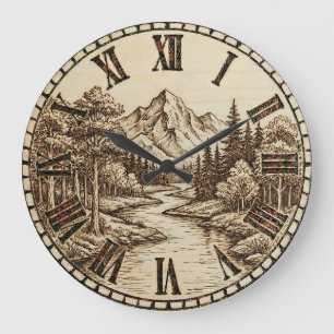  Mountain and River - Wall Clock