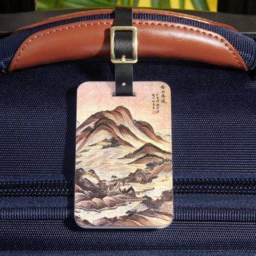 Mountain and Stream Korean Joseon Dynasty Folk Art Luggage Tag
