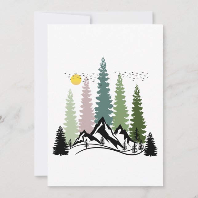MOUNTAIN AND TREES CALM NATURE INVITATION (Front)