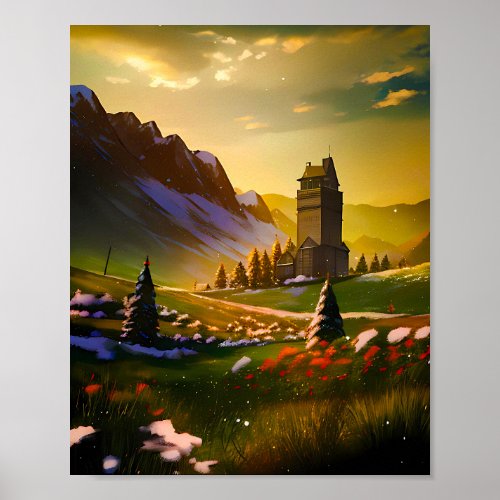 Mountain and Vast Land Print Poster