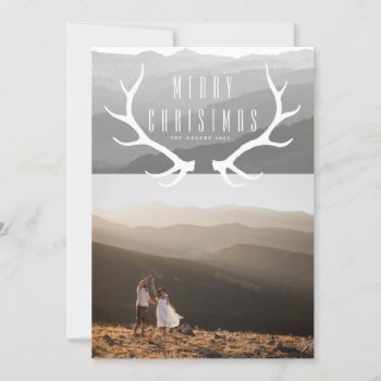 Mountain Antlers | Christmas Photo Holiday Card by RedefinedDesigns at Zazzle