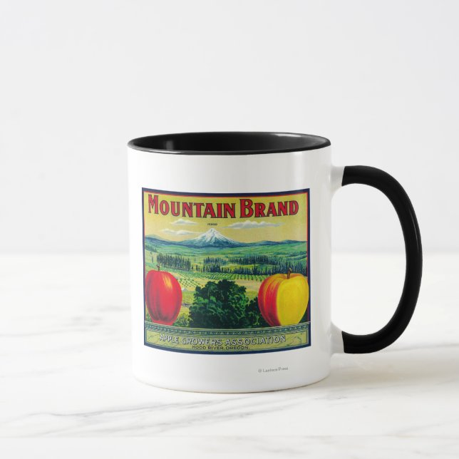 Mountain Apple Crate LabelHood River, OR Mug (Right)