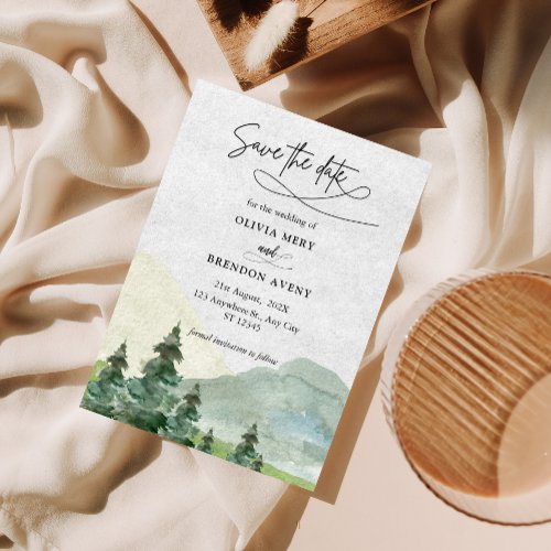 Mountain Art illustration Wedding Invitation