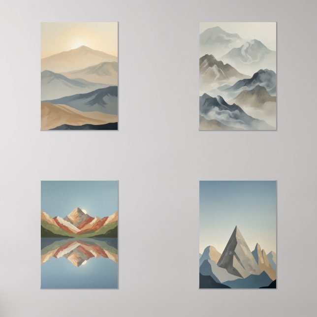 Mountain art prints, landscape scenes wall art sets (Front)