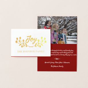 Mountain Ash Joy Script Photo Burgundy Gold White Foil Card
