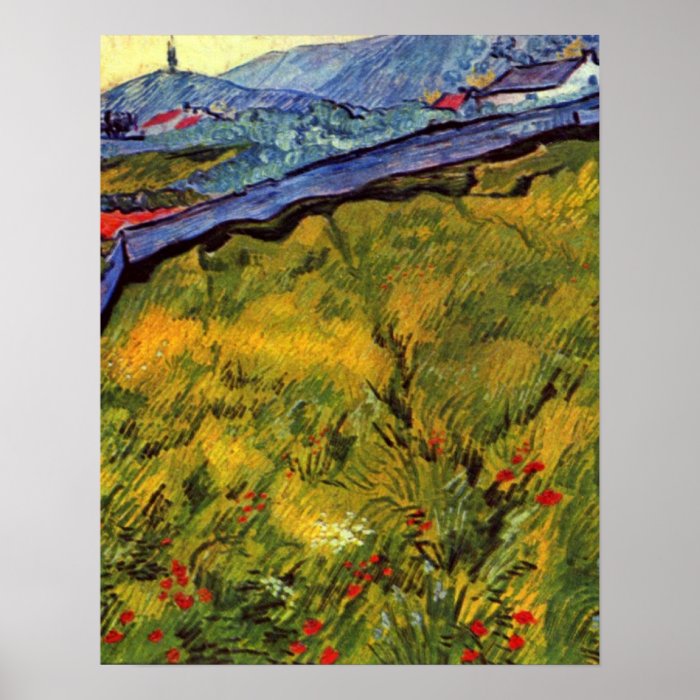 Mountain at sunrise landscape by Vincent van Gogh Poster