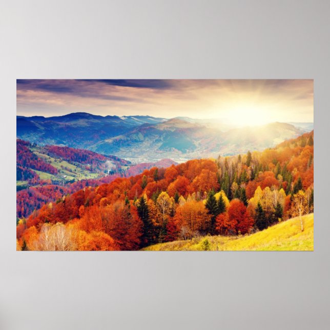 Mountain autumn forest landscape poster (Front)