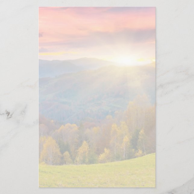 Mountain autumn landscape with forest stationery (Front)