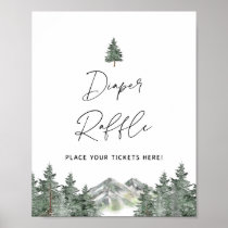 Mountain Baby Shower Diaper Raffle Ticket Sign