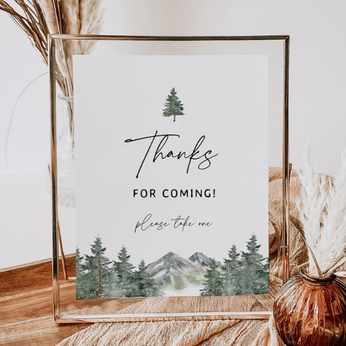 Mountain Baby Shower Thank You For Coming Sign