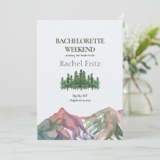 Mountain Bachelorette Invitation Itinerary