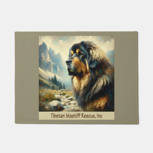 Mountain Background Tibetan Mastiff Head Door Mat