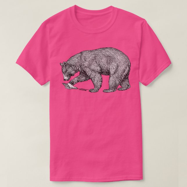 Mountain Bear Black On White Line Illustration 150 T-Shirt (Design Front)