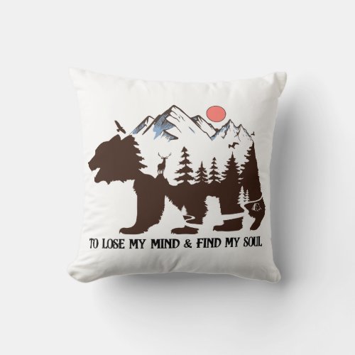 Mountain Bear Forest Throw Pillow