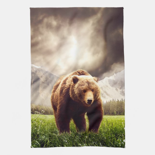 Mountain Bear Kitchen Towel (Vertical)