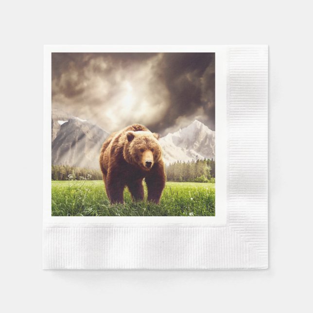 Mountain Bear Paper Napkins (Front)