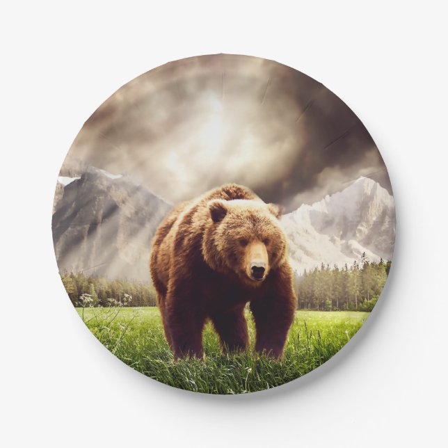 Mountain Bear Paper Plates (Front)
