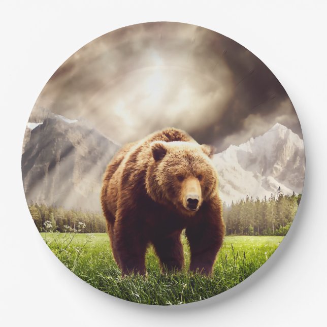 Mountain Bear Paper Plates (Front)