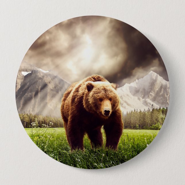 Mountain Bear Pinback Button (Front)