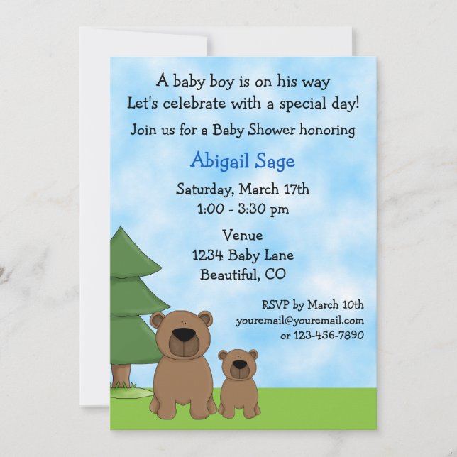 Mountain Bears Baby Shower Invitation for Boys (Front)