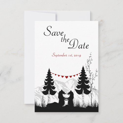 Mountain Bears Save the Date Wedding Announcement