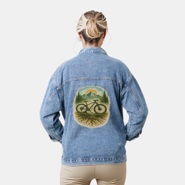 Mountain Bike Adventure Denim Art Jacket (Model)