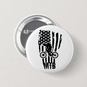 Mountain Bike American Flag Mtb Patriotic Button