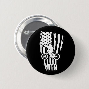 Mountain Bike American Flag Mtb Patriotic Button