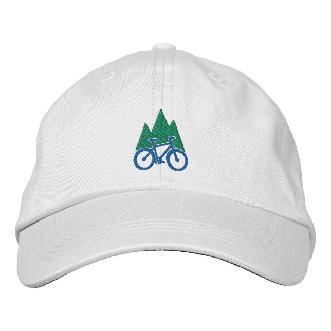 Mountain Bike And Mountains Embroidered Baseball Cap (Front)