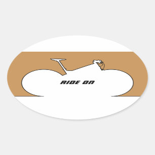 Mountain Bike Black Outline Brown Oval Sticker