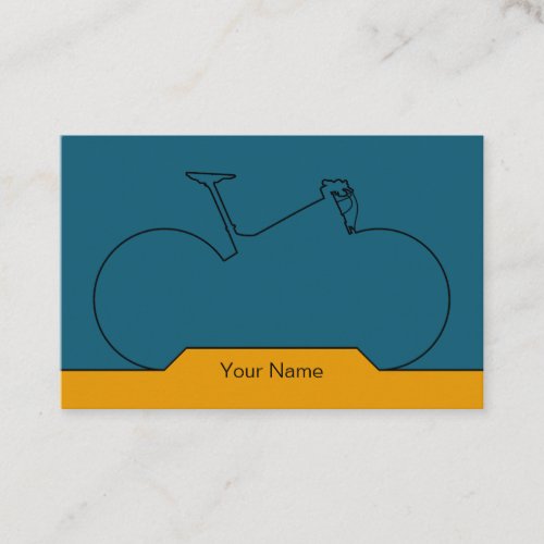 Mountain Bike Black Outline Orange Blue Business Card