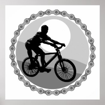 Mountain Bike Chain Sprocket Grayscale Poster by sports_shop at Zazzle