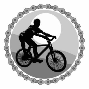 mountain bike chain sprocket grayscale statuette