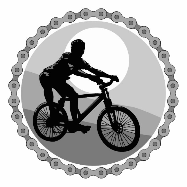 mountain bike chain sprocket grayscale statuette (Front)