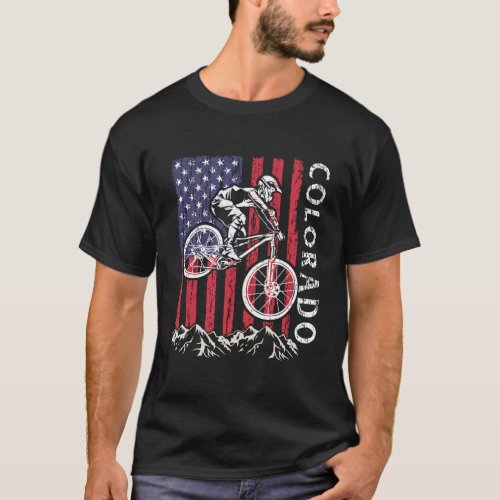 Mountain Bike Colorado Mtb Downhill Biking Usa Ame T_Shirt