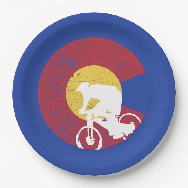 Mountain Bike Colorado Paper Plates (Front)
