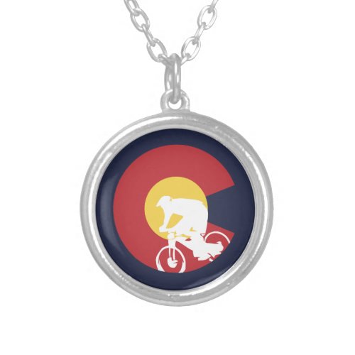 Mountain Bike Colorado Silver Plated Necklace